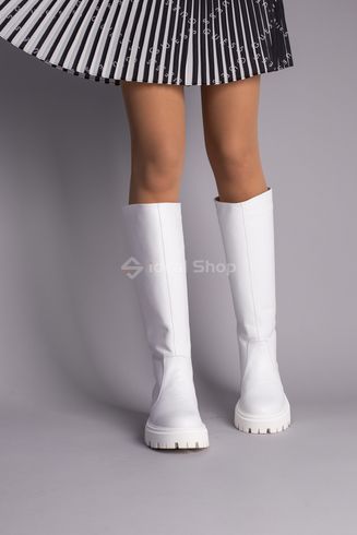 Foto Damskie białe skórzane buty za kostkę w zimowym kolorze 8605-2е/36 5