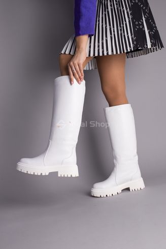 Foto Damskie białe skórzane buty za kostkę w zimowym kolorze 8605-2е/36 3