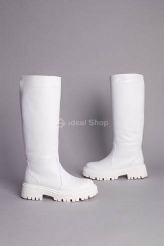 Foto Damskie białe skórzane buty za kostkę w zimowym kolorze 8605-2е/36 7