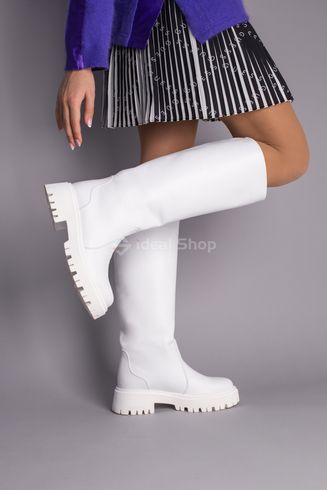 Foto Damskie białe skórzane buty za kostkę w zimowym kolorze 8605-2е/36 4