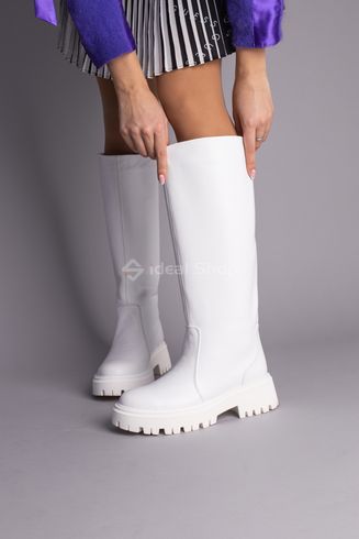 Foto Damskie białe skórzane buty za kostkę w zimowym kolorze 8605-2е/36 2