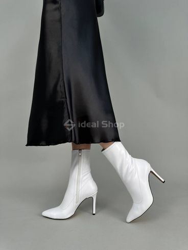 Фото Ботинки женские кожаные белые на каблуках демисезонные 8556к/37 2