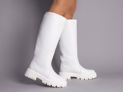 Foto Damskie białe skórzane buty za kostkę w zimowym kolorze 8605-2е/36 1