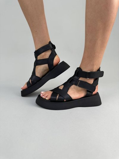 Foto Skórzane sandały damskie w kolorze czarnym 5602-2/37 1