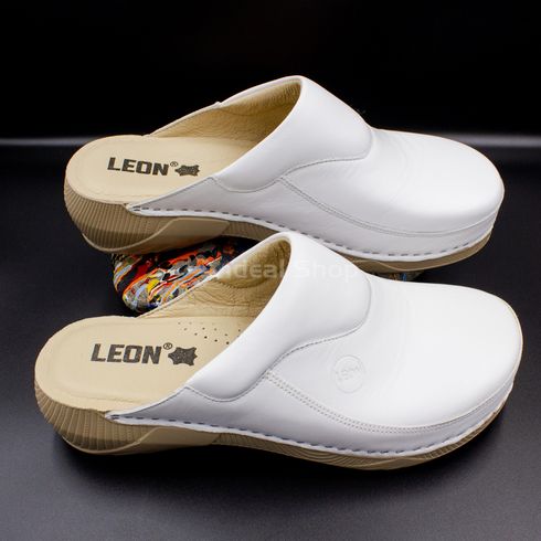 Женские тапочки сабо кожаные Leon 3100, размер 36, белые