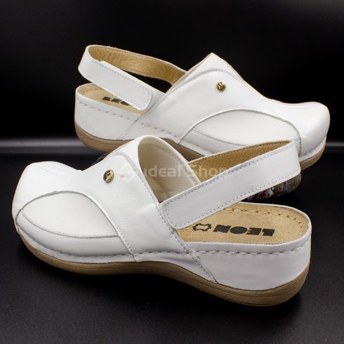 Фото Женские сабо кожаные Leon Aria II, 913, белые 913-white 15