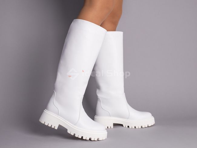 Foto Damskie białe skórzane buty za kostkę w zimowym kolorze 8605-2е/36 1