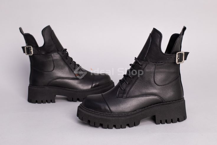 Foto Czarne skórzane buty zimowe damskie 5583-3з/35 7