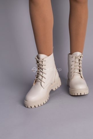 Фото Ботинки женские кожаные бежевого цвета, на шнурках, зимние 6700-2з/36 4