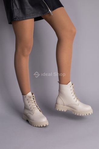 Фото Черевики жіночі шкіряні бежевого кольору, на шнурках, зимові 6700-2з/36 2
