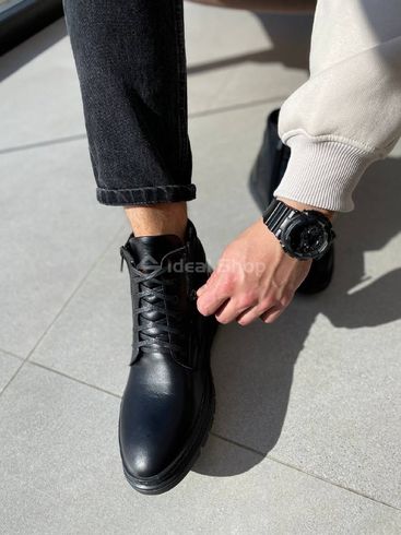 Фото Ботинки мужские кожаные черного цвета на меху 8025з/40 7