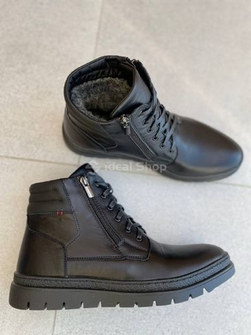 Фото Ботинки мужские кожаные черного цвета на меху 8025з/40 12