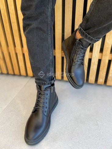 Фото Ботинки мужские кожаные черного цвета на меху 8025з/40 9