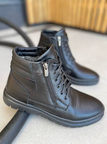 Фото Ботинки мужские кожаные черного цвета на меху 8025з/40 11
