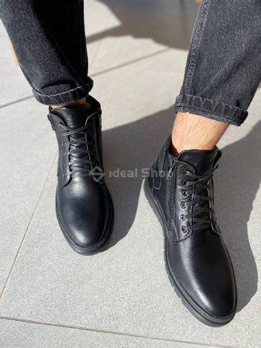 Фото Ботинки мужские кожаные черного цвета на меху 8025з/40 4