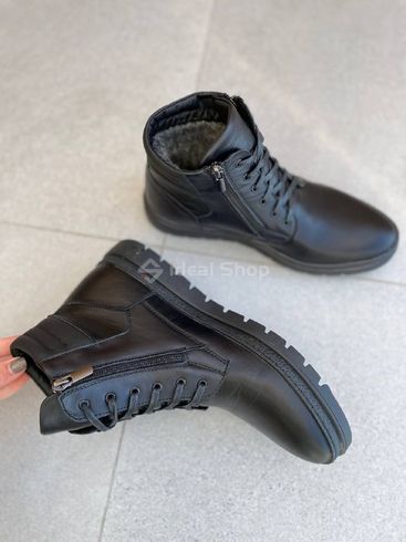 Фото Ботинки мужские кожаные черного цвета на меху 8025з/40 13