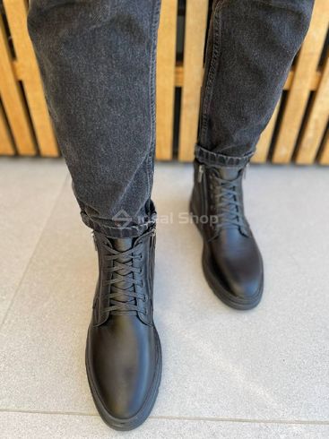 Фото Ботинки мужские кожаные черного цвета на меху 8025з/40 3
