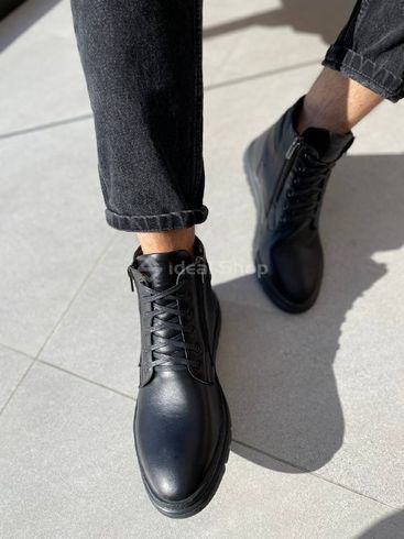 Фото Ботинки мужские кожаные черного цвета на меху 8025з/40 5