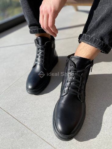 Фото Ботинки мужские кожаные черного цвета на меху 8025з/40 6