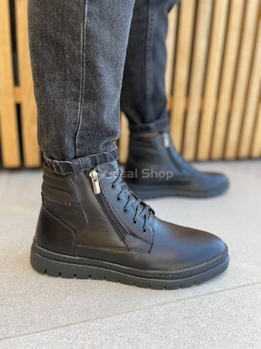 Фото Ботинки мужские кожаные черного цвета на меху 8025з/40 2