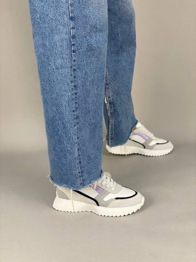 Кросівки жіночі шкіряні білого кольору з кольоровими вставками 40 (26 см)