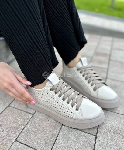 Sneakersy damskie skórzane beżowe z perforacją 36 (23,5 cm)