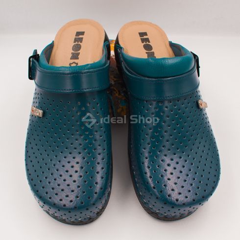 Фото Женские тапочки сабо кожаные Leon Pandora II, 3300, синие 3300-blue-39 6