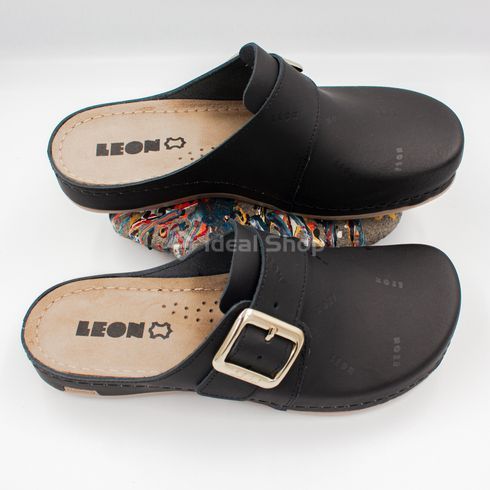 Фото Женские сабо кожаные Leon 971, черный 971-black-36 2