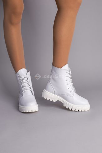 Фото Ботинки женские кожаные белые на шнурках демисезонные 6700д/36 2