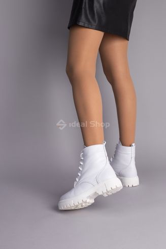 Фото Ботинки женские кожаные белые на шнурках демисезонные 6700д/36 6