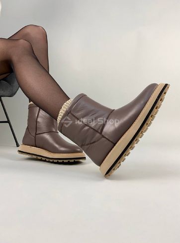 Damskie czekoladowe skórzane buty ugg na koturnie 36 (23 cm)