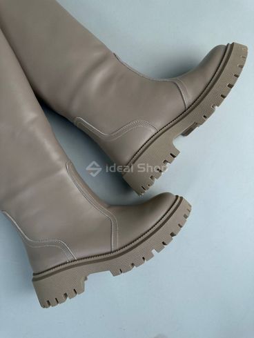Foto Damskie skórzane beżowe buty na zimę 7006д/36 11