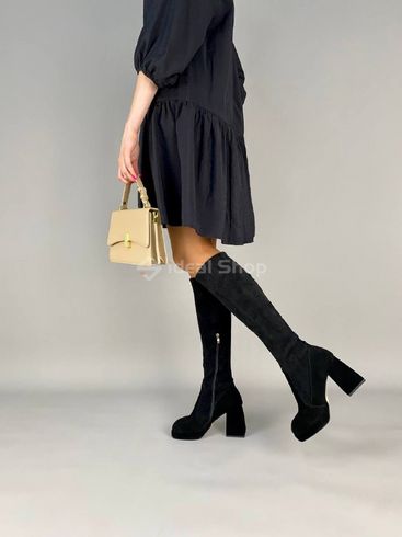 Фото Сапоги-чулки женские замшевые черные на каблуках демисезонные 9948д/37 4