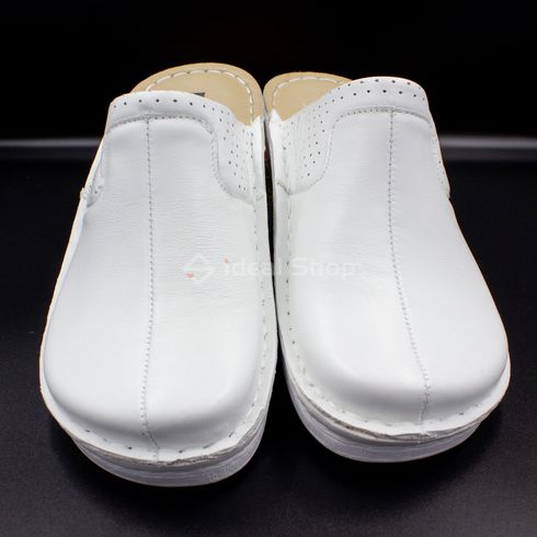 Женские тапочки сабо кожаные Leon Emili 360, размер 39, белые