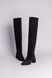 Ботфорти жіночі замшеві чорного кольору з обтягнутим каблуком зимові 36 (23,5 см)