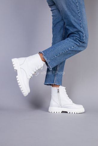 Фото Ботинки женские кожаные белые, на шнурках и с замком, на байке 6701д/36 5