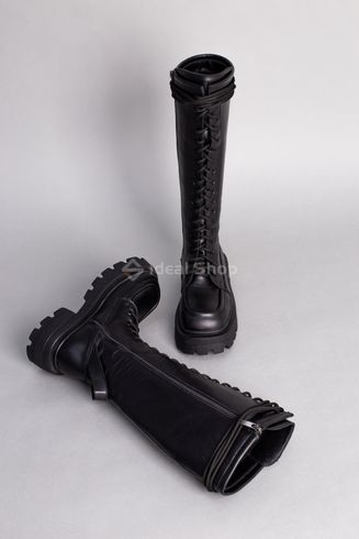 Фото Сапоги женские кожаные черные с петелькой на заднике демисезонные 5967д/37 9