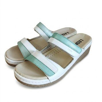 Фото Шлепанцы кожаные женские Leon 410, бирюзовые 410-turquoise 39 1