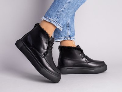 Фото Ботинки женские кожаные черные на шнурках, зимние 7370-2з/36 1