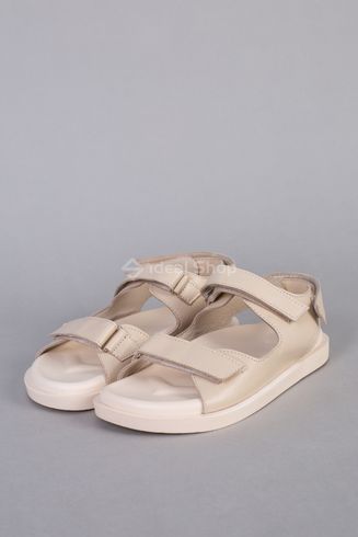 Foto Skórzane sandały damskie jasnobeżowe z zapięciem na rzepy 7301-2/36 9