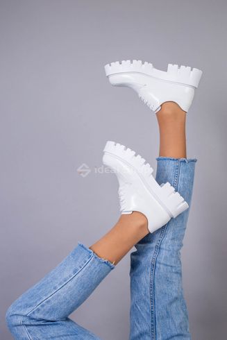 Лофери жіночі шкіра наплак білі на шнурках 40 (26.5-27 см)