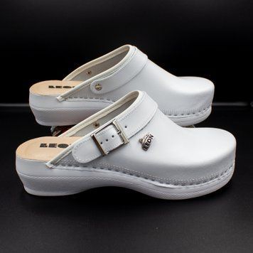 Фото Женские кожаные сабо Leon PU101, белые PU101-white-41 1