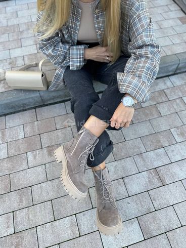 Фото Ботинки женские замшевые цвета латте низкий ход зимние 5584-5з/35 5