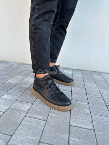 Foto Męskie skórzane buty na każdą porę roku w kolorze czarnym 2502д/40 1