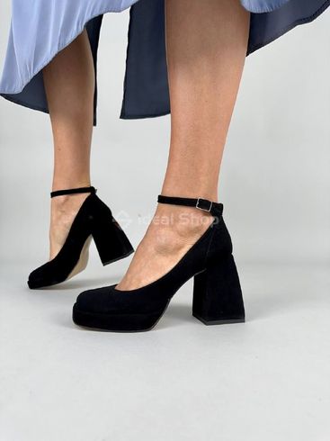 Туфлі жіночі замшеві чорні на підборах