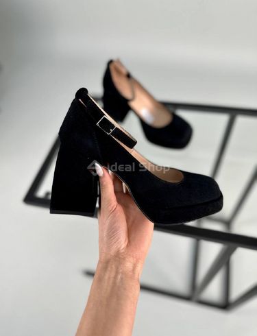 Туфлі жіночі замшеві чорні на підборах 38 (24.5 см)