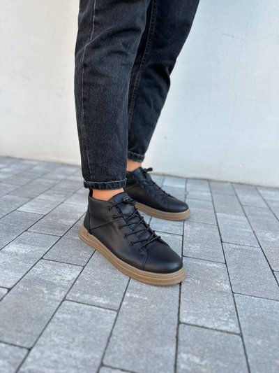 Фото Ботинки мужские кожаные черного цвета демисезонные 2502д/40 1