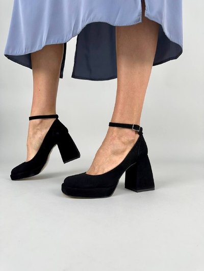 Czarne zamszowe buty damskie na obcasie 38 (24.5 cm)