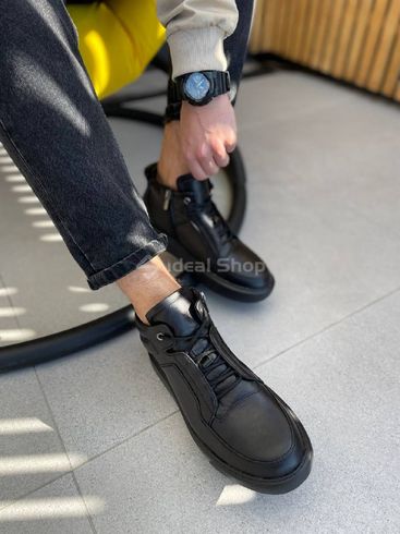 Фото Ботинки мужские кожаные черные на меху 8024з/40 10