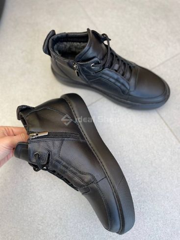 Фото Ботинки мужские кожаные черные на меху 8024з/40 13